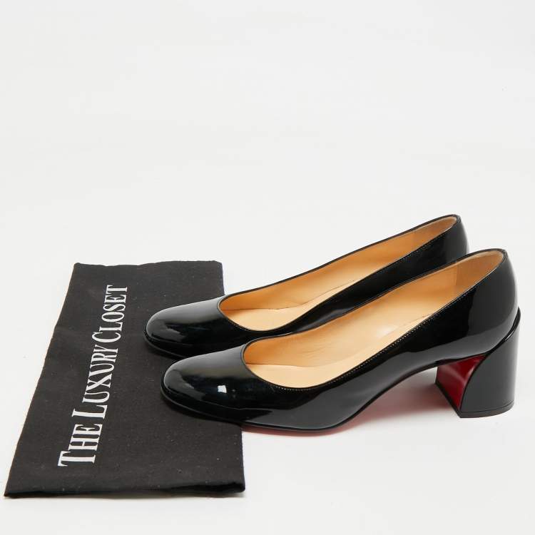 Pre Owned Christian Louboutin Black Patent Leather Miss Sab Pumps Size 36.5