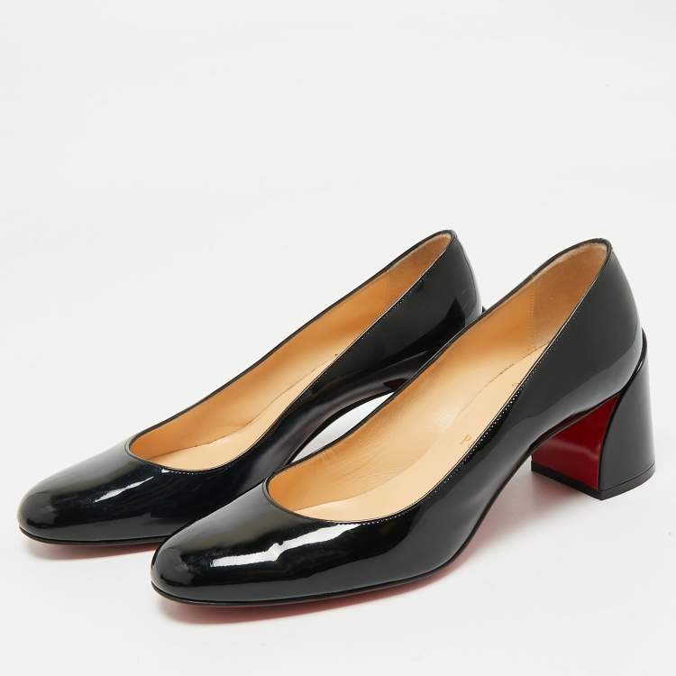 Pre Owned Christian Louboutin Black Patent Leather Miss Sab Pumps Size 36.5