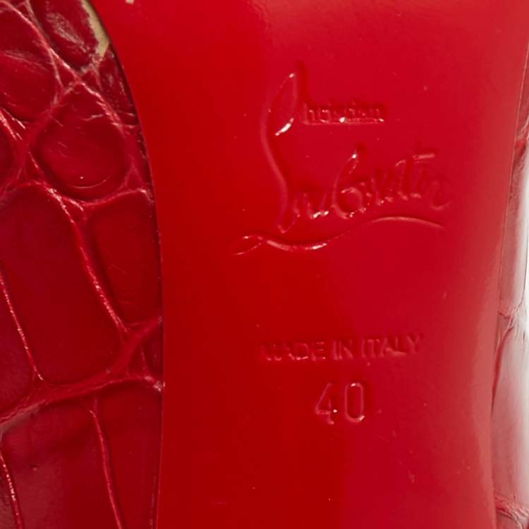 Pre Owned Christian Louboutin Red Croc Embossed Leather Pigalle Follies Pumps Size 40