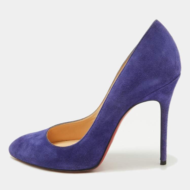 Pre Owned Christian Louboutin Blue Suede Corneille Pumps Size 37