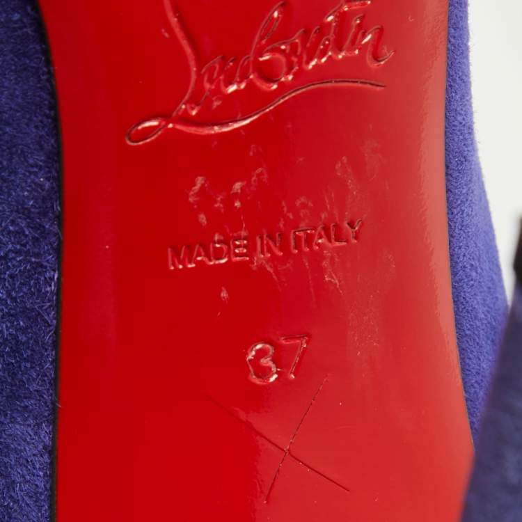 Pre Owned Christian Louboutin Blue Suede Corneille Pumps Size 37