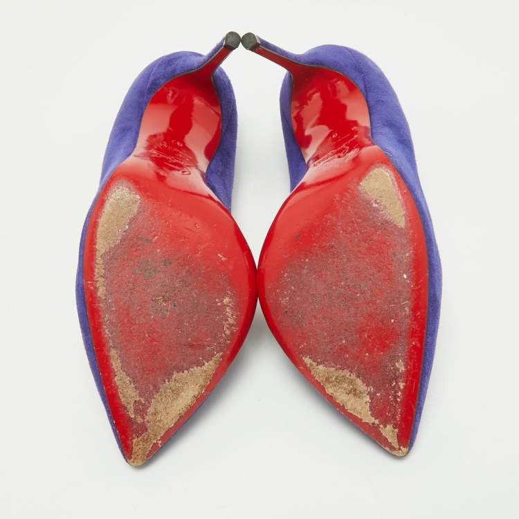 Pre Owned Christian Louboutin Blue Suede Corneille Pumps Size 37