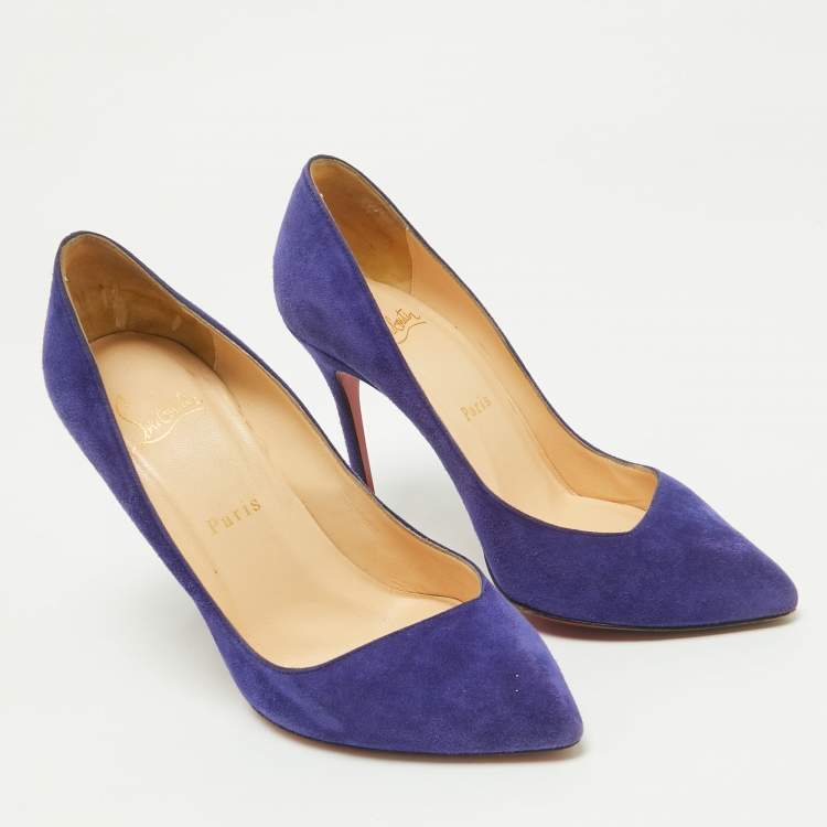 Pre Owned Christian Louboutin Blue Suede Corneille Pumps Size 37