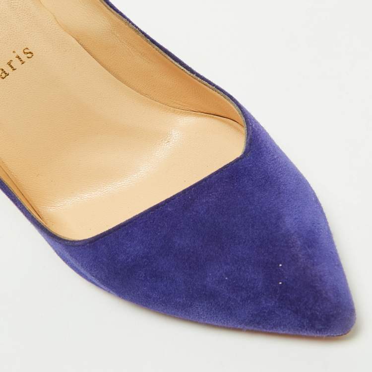 Pre Owned Christian Louboutin Blue Suede Corneille Pumps Size 37