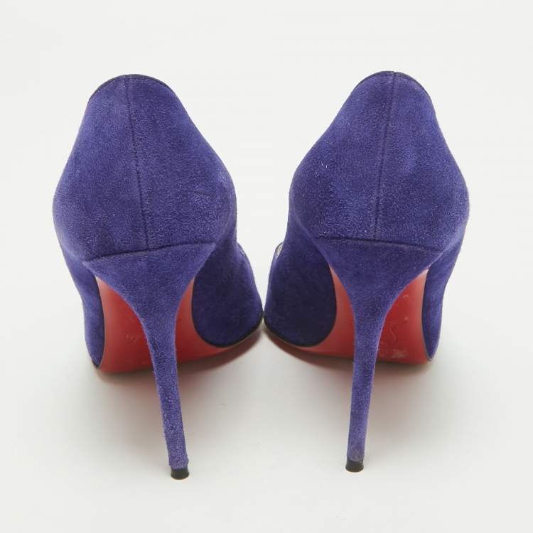 Pre Owned Christian Louboutin Blue Suede Corneille Pumps Size 37