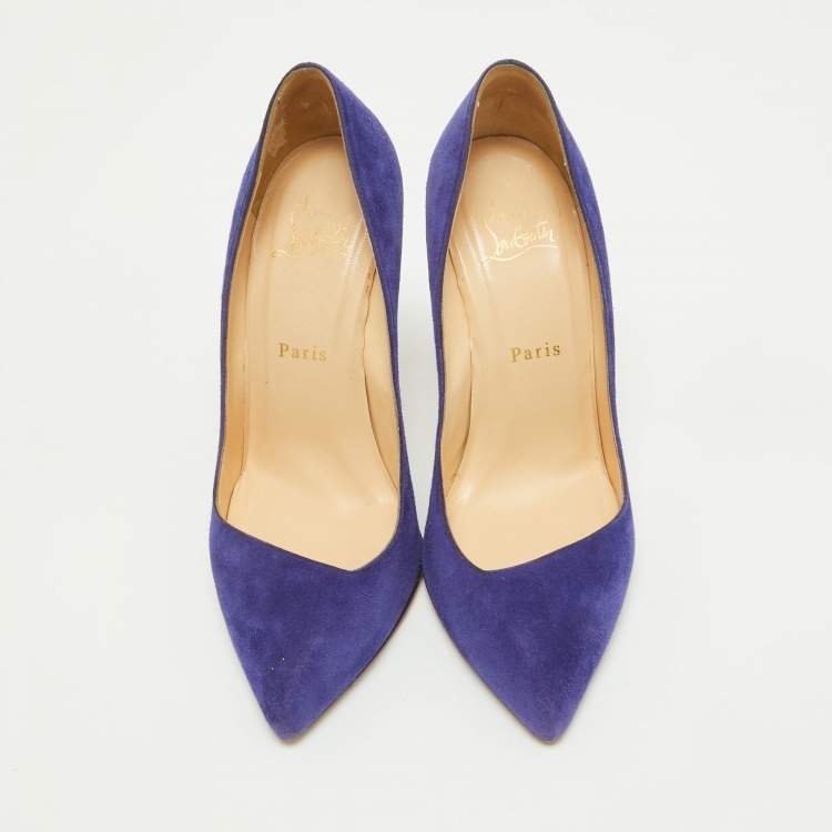 Pre Owned Christian Louboutin Blue Suede Corneille Pumps Size 37