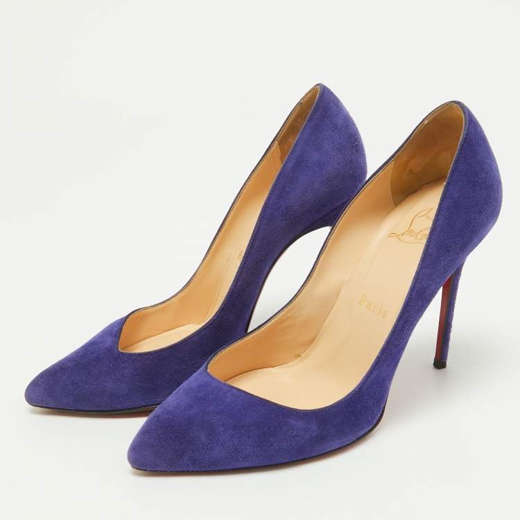 Pre Owned Christian Louboutin Blue Suede Corneille Pumps Size 37