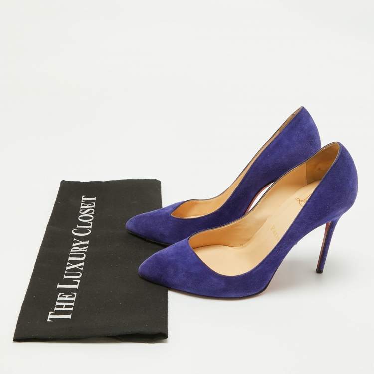 Pre Owned Christian Louboutin Blue Suede Corneille Pumps Size 37