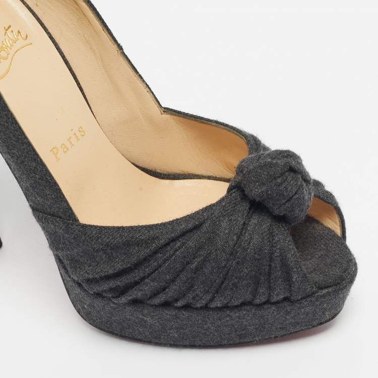 Pre Owned Christian Louboutin Black Wool Jenny Platform Pumps Size 38