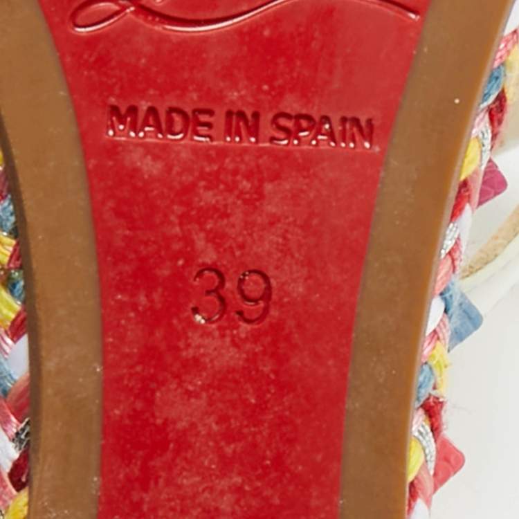 Pre Owned Christian Louboutin Multicolor Patent Leather Pyraclou Wedge Sandals Size 39