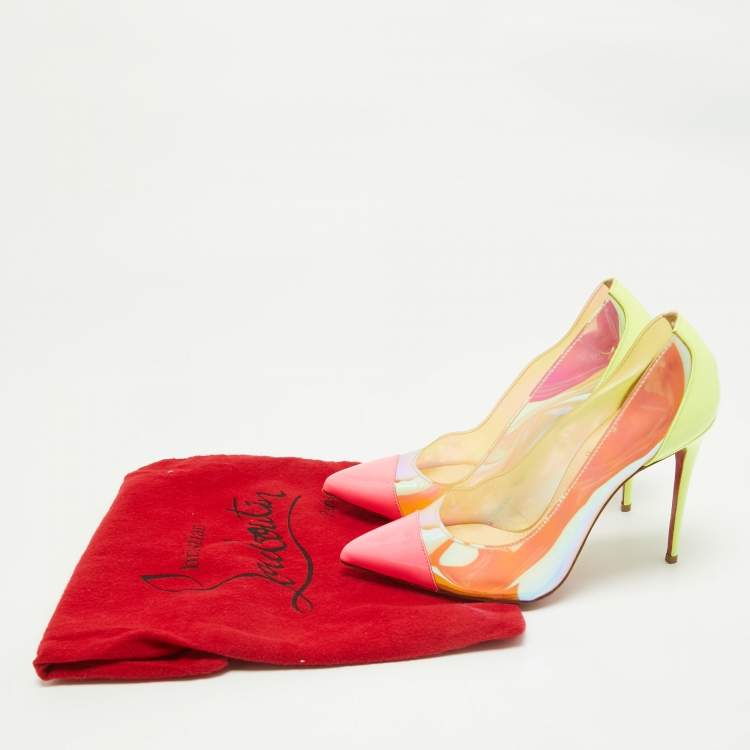 Pre Owned Christian Louboutin Multicolor Patent Leather and PVC Debout Pumps Size 36.5