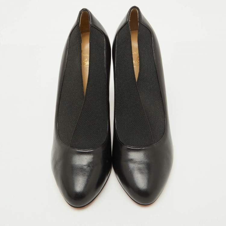 Pre Owned Christian Louboutin Black Band and Leather Toot Couverte Pumps Size 38