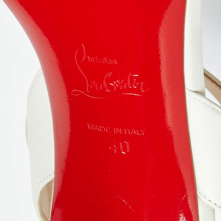 Pre Owned Christian Louboutin Iridescent White Leather Multipot Ankle Strap Sandals Size 40