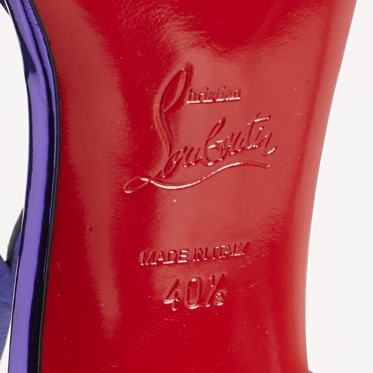 Pre Owned Christian Louboutin Purple Crystal Embellished Suede Double L Sandals Size 40.5