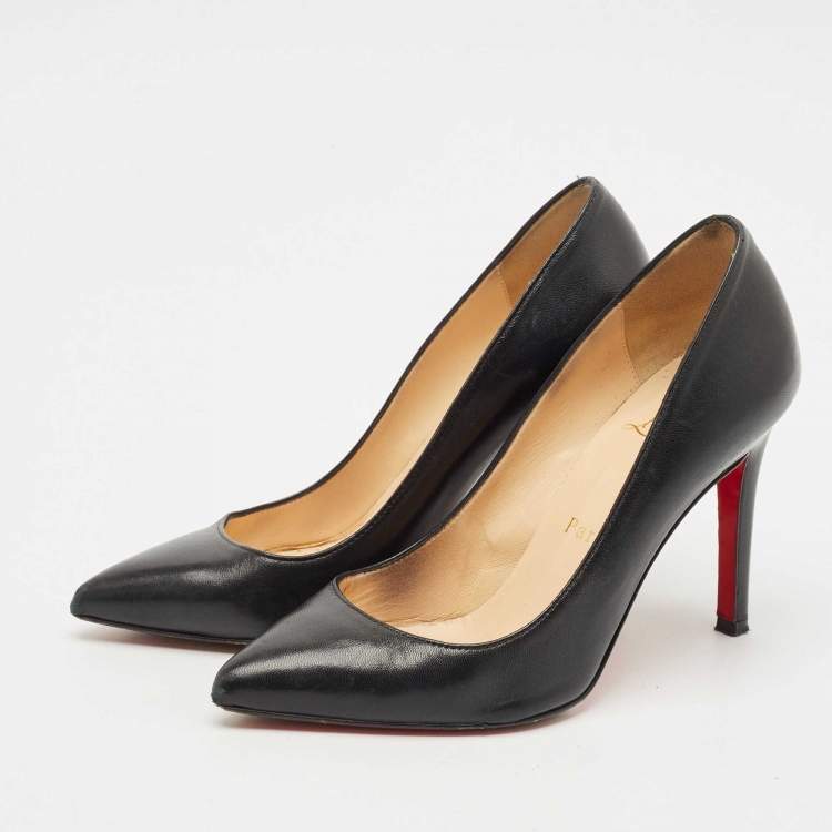 Pre Owned Christian Louboutin Black  Leather Pigalle Pumps Size 34