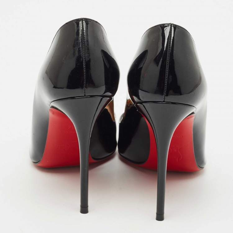 Pre Owned Christian Louboutin Black Patent Leather Pigalle Pumps Size 34