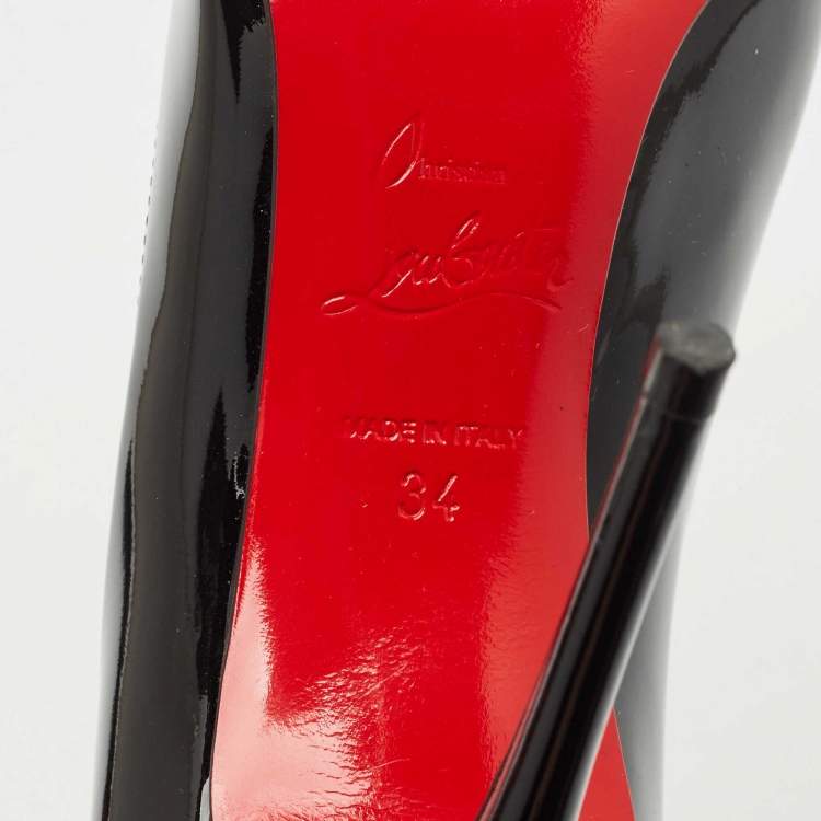 Pre Owned Christian Louboutin Black Patent Leather Pigalle Pumps Size 34