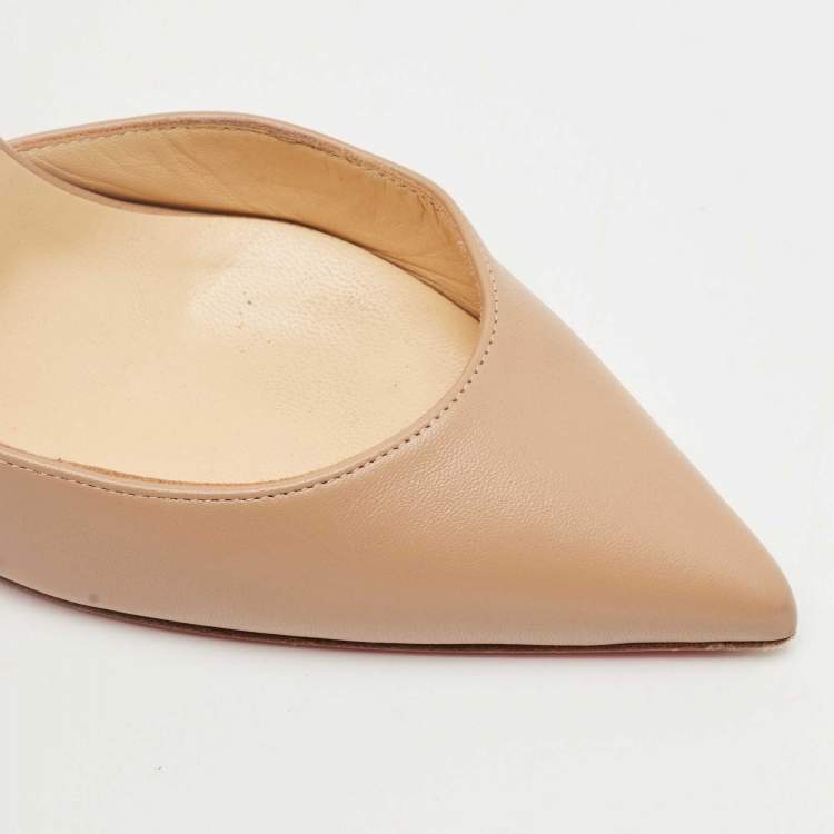Pre Owned Christian Louboutin Beige Leather Iriza D'orsay Pumps Size 38