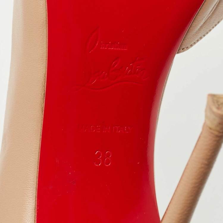 Pre Owned Christian Louboutin Beige Leather Iriza D'orsay Pumps Size 38