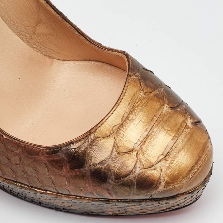Pre Owned Christian Louboutin Multicolor Python Bianca Platform Pumps Size 38