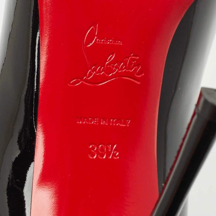 Pre Owned Christian Louboutin Black Patent Leather Chick Up Pumps Size 39.5