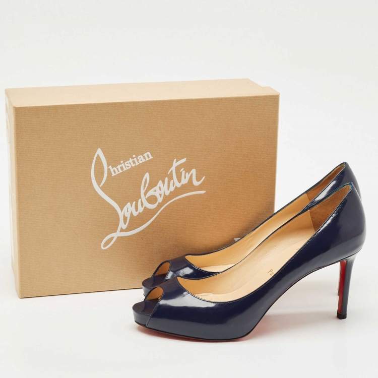 Pre Owned Christian Louboutin Navy Blue Leather Very Prive Pumps Size 40