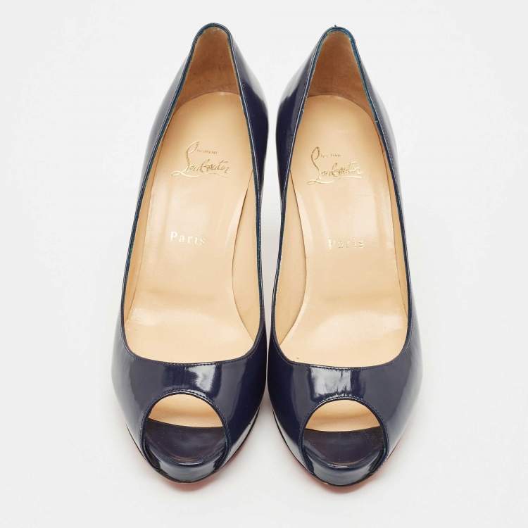 Pre Owned Christian Louboutin Navy Blue Leather Very Prive Pumps Size 40
