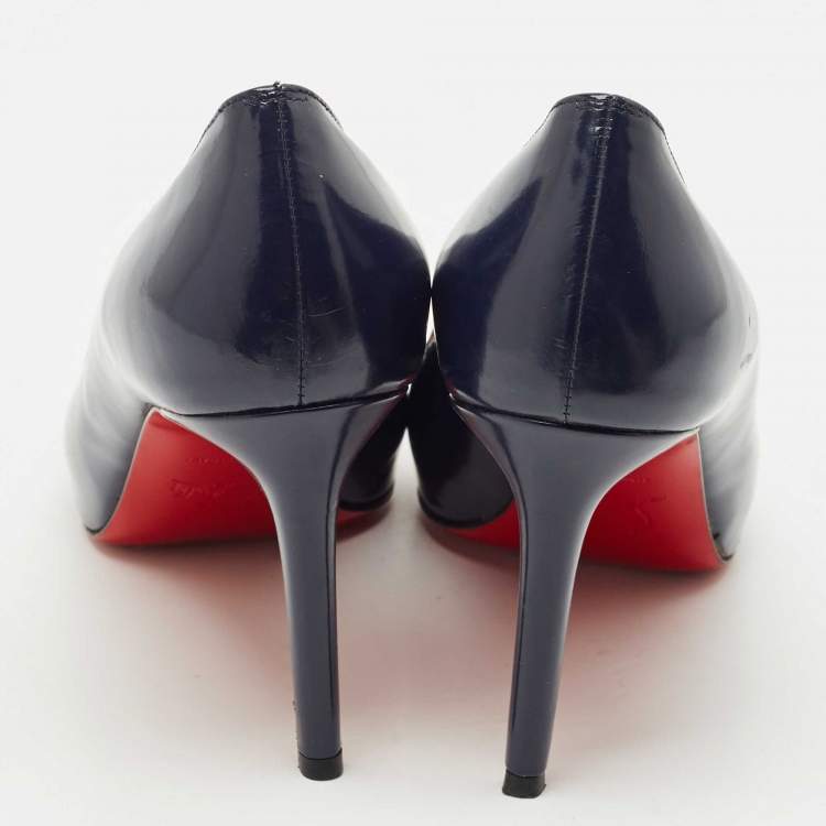 Pre Owned Christian Louboutin Navy Blue Leather Very Prive Pumps Size 40