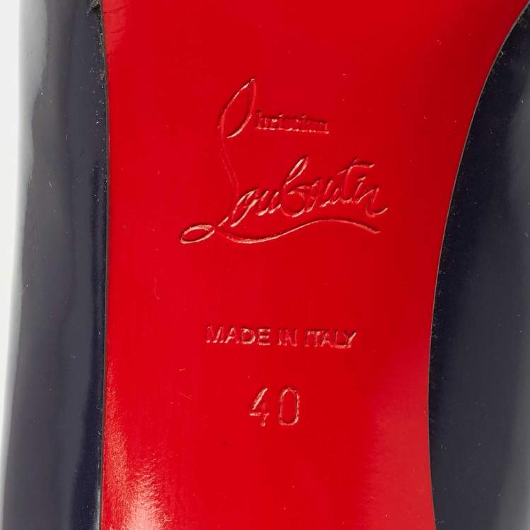 Pre Owned Christian Louboutin Navy Blue Leather Very Prive Pumps Size 40