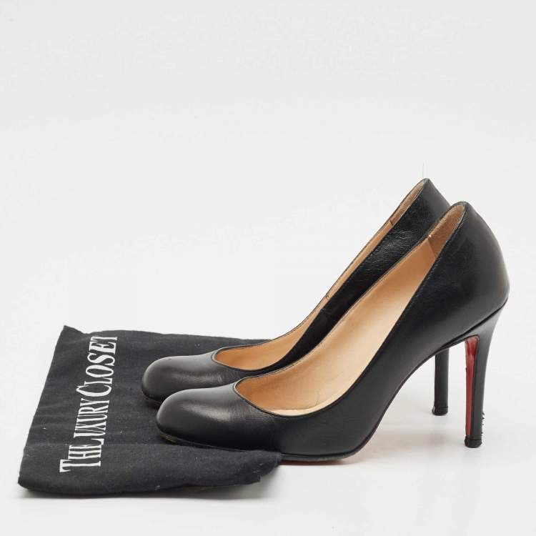 Pre Owned Christian Louboutin Black Leather Bianca  Pumps Size 34