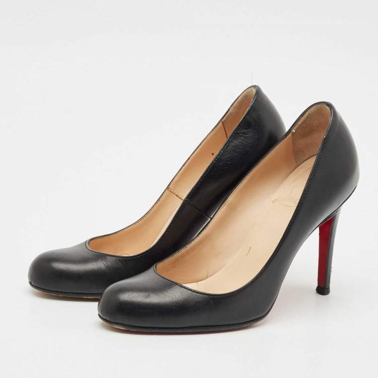 Pre Owned Christian Louboutin Black Leather Bianca  Pumps Size 34