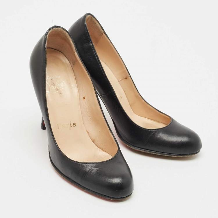 Pre Owned Christian Louboutin Black Leather Bianca  Pumps Size 34