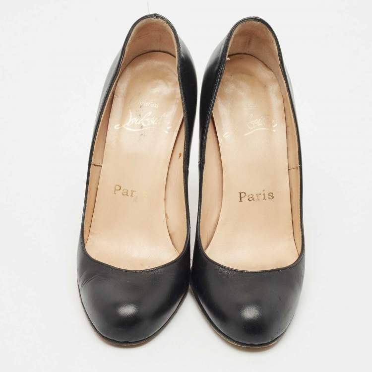 Pre Owned Christian Louboutin Black Leather Bianca  Pumps Size 34