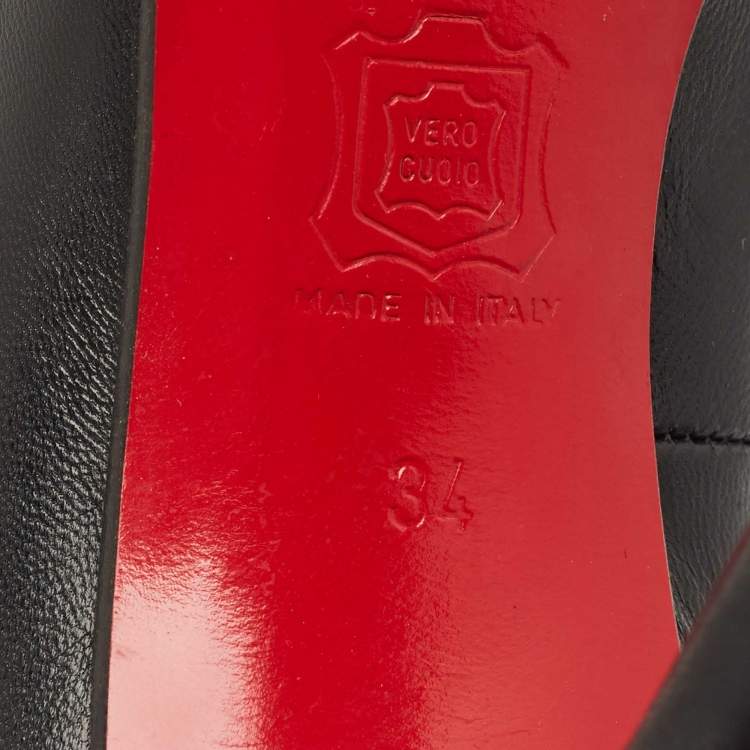 Pre Owned Christian Louboutin Black Leather Bianca  Pumps Size 34