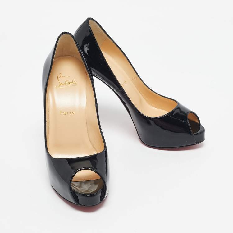 Pre Owned Christian Louboutin Black Patent Leather New Very Prive Pumps Size 39