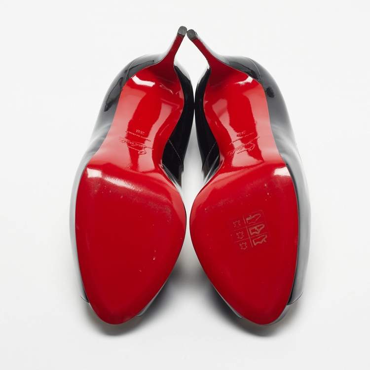 Pre Owned Christian Louboutin Black Patent Leather New Very Prive Pumps Size 39