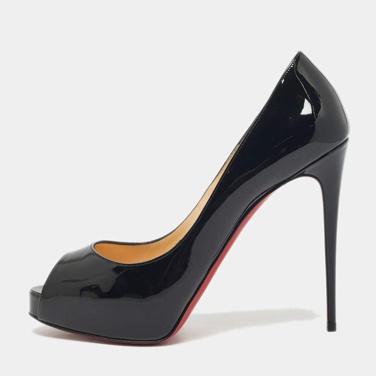 Pre Owned Christian Louboutin Black Patent Leather New Very Prive Pumps Size 39