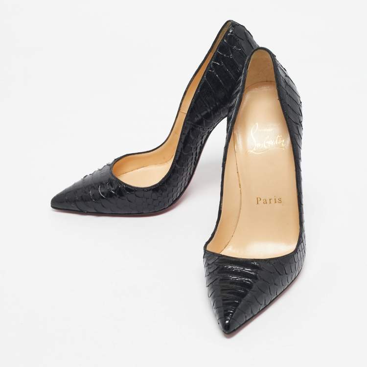 Pre Owned Christian Louboutin Black Python So Kate Pumps Size 34
