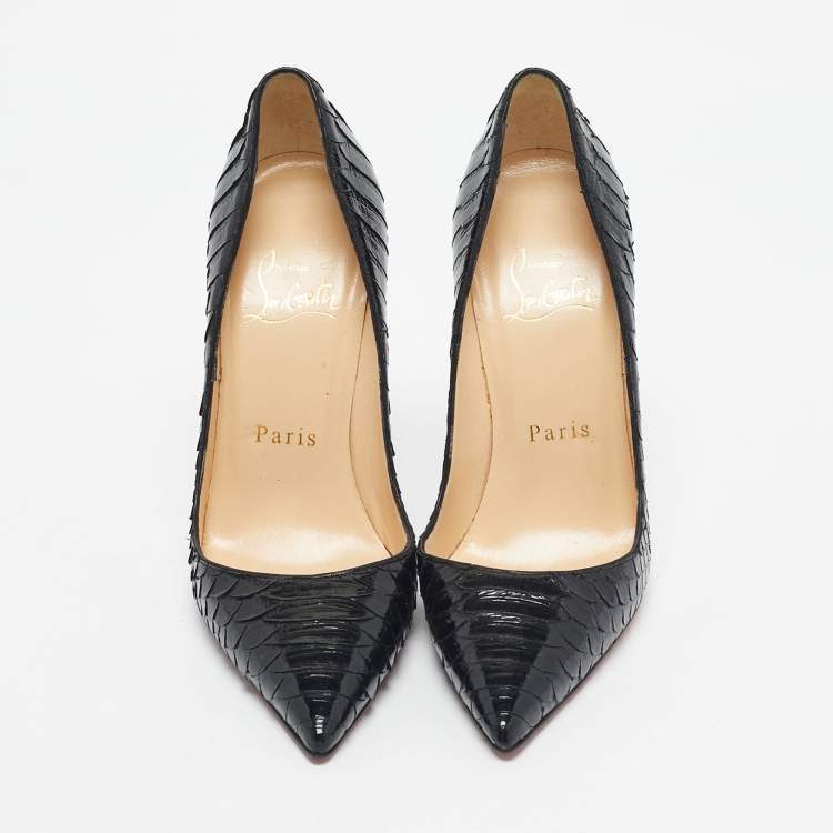 Pre Owned Christian Louboutin Black Python So Kate Pumps Size 34