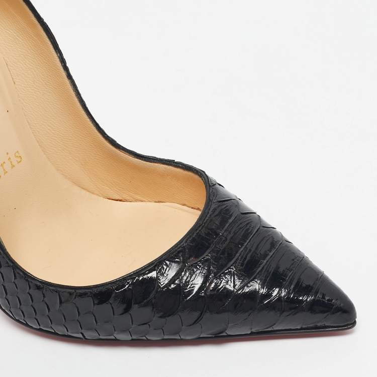 Pre Owned Christian Louboutin Black Python So Kate Pumps Size 34