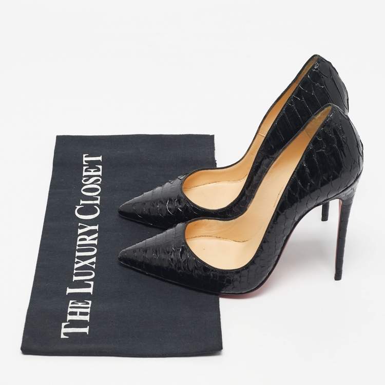 Pre Owned Christian Louboutin Black Python So Kate Pumps Size 34