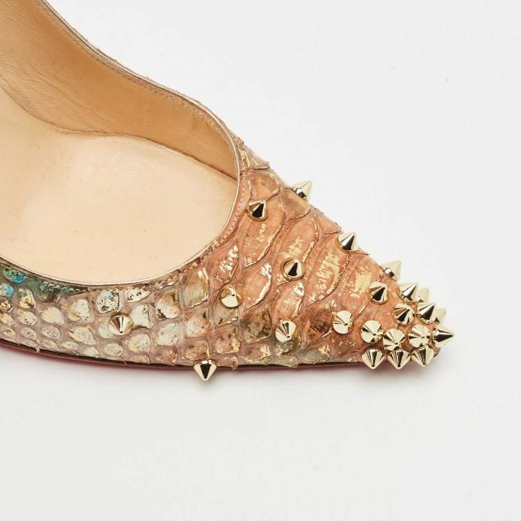Pre Owned Christian Louboutin Tri-Color Python Leather Degraspike Pumps Size 38.5