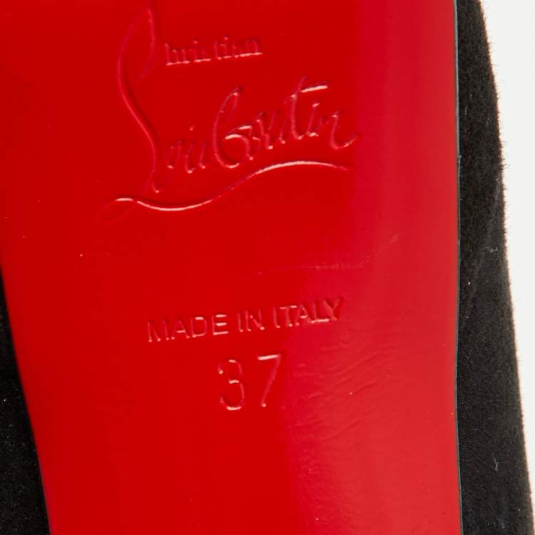 Pre Owned Christian Louboutin Black Suede Lady Daf Booty Platform Ankle Boots Size 37