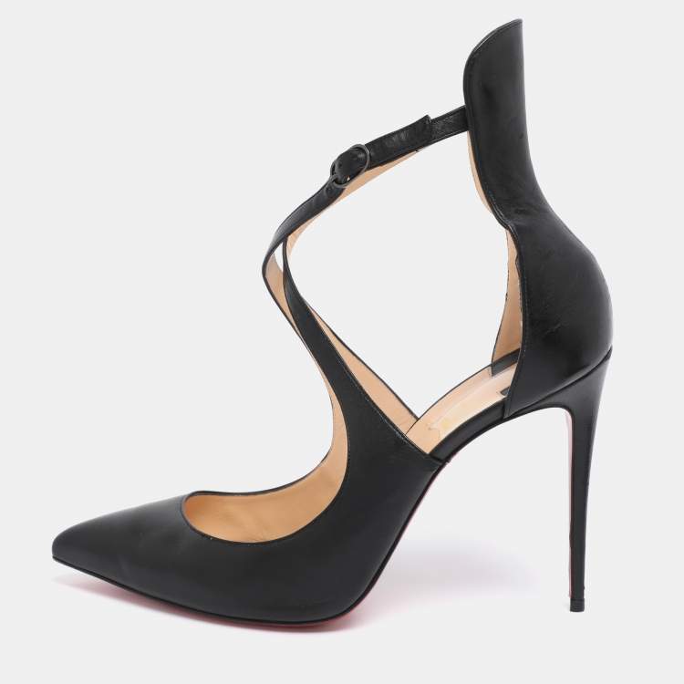 Pre Owned Christian Louboutin Black Leather Marlenarock Pumps Size 42