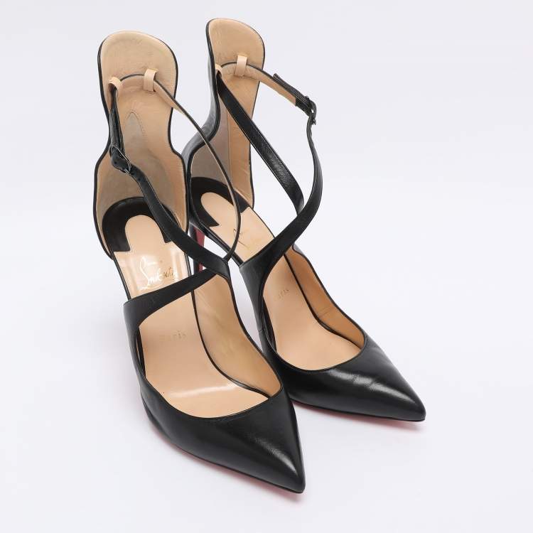 Pre Owned Christian Louboutin Black Leather Marlenarock Pumps Size 42