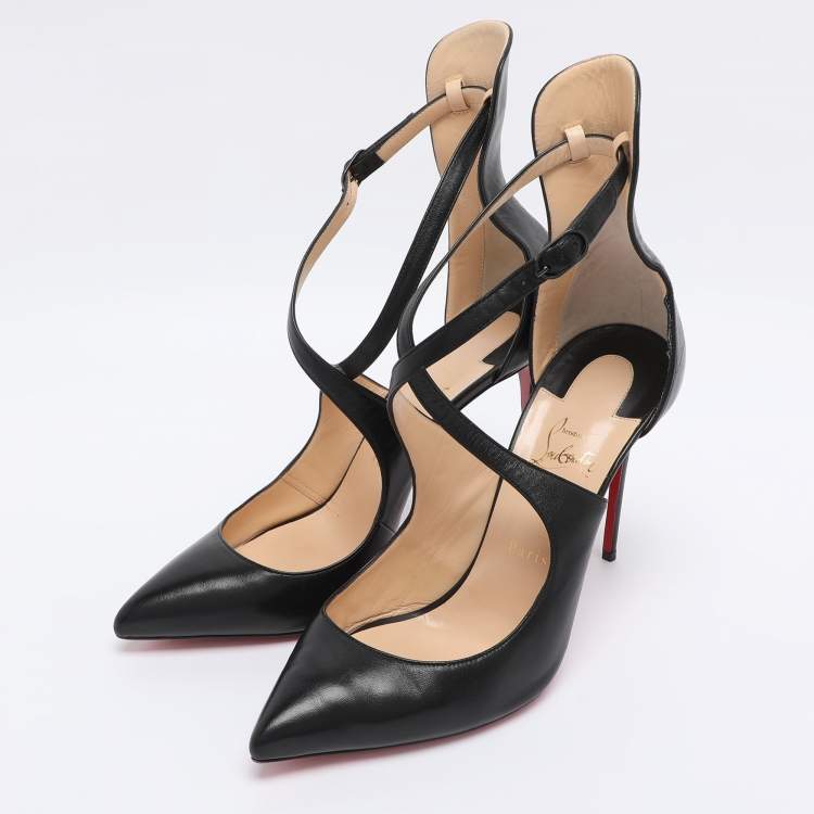 Pre Owned Christian Louboutin Black Leather Marlenarock Pumps Size 42