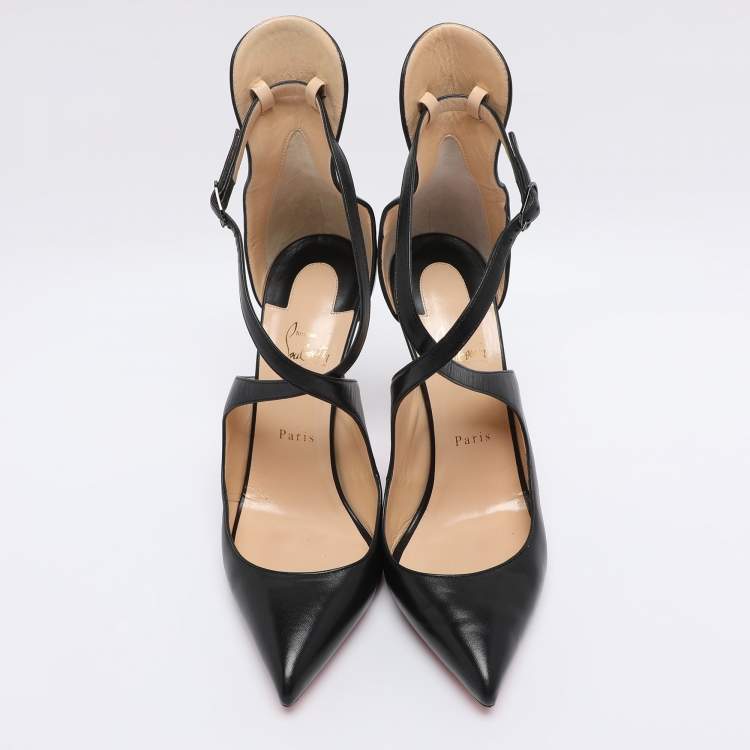 Pre Owned Christian Louboutin Black Leather Marlenarock Pumps Size 42