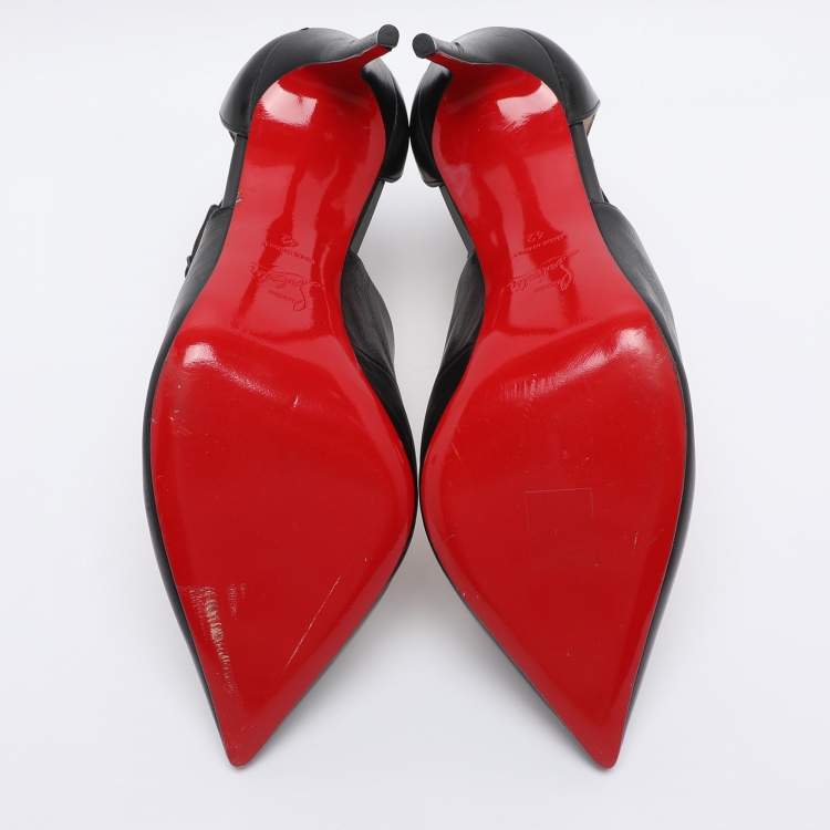Pre Owned Christian Louboutin Black Leather Marlenarock Pumps Size 42