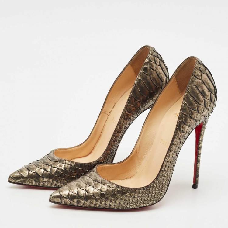 Pre Owned Christian Louboutin Metallic Python So Kate  Pumps Size 38.5
