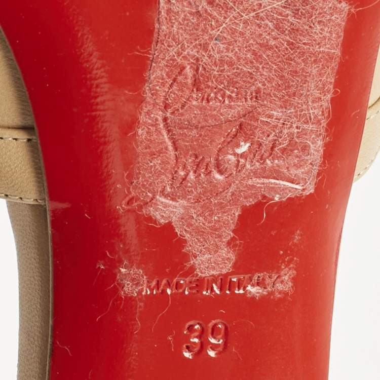 Pre Owned Christian Louboutin Beige Leather Very Cathy  Sandals Size 39